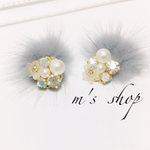 ファーピアス♡グレー