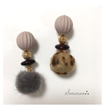  No.B037 パープル×ファーのおしゃれピアス イヤリング