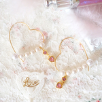 Pink girl♡ハートフープピアス