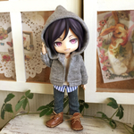 オビツ11サイズお洋服＊フード付きパーカー×重ね着風タンクトップ×デニム3点セット