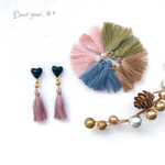 2way♡ヴィンテージハートカボション &タッセル ピアスorイヤリング♡ハート