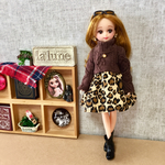 リカちゃん　ブライス   ドッキングワンピース レオパード柄