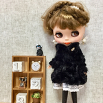 リカちゃん　ブライス　プードルファーコート ブラック
