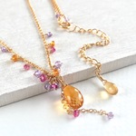 「ご予約品」ブランデーシトリン ネックレス Autumn leaves(K14GF)