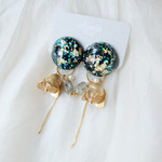  【noel.28】星空のキラキラドーム×USA vintage 真鍮ピアス・イヤリング