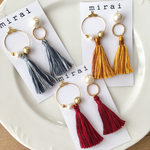 タッセルとコットンパールのゆらゆらイヤリング/ピアス