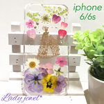 処分60%off＊華やかプリンセスgarden＊  限定1点＊iphone6/6s用押し花ケース    スワロフスキーいっぱい♡スマホケース