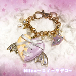 デビルハート♡ラッピングマカロンのバッグチャーム(パープル&オレンジ)