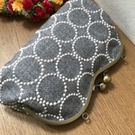 がま口ショルダーバッグ＊ミナペルホネン タンバリン グレー（ウール混）