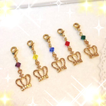 ♥ シリーズ【紫・黄・青・赤・緑】クラウンのジッパーチャーム　5つセット