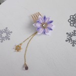 浴衣に♪雪の花　ミニコーム　☆つまみ細工☆卒業式☆和装☆着物