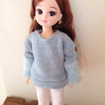 ドロップショルダーニット（ラメ水色）リカちゃん用