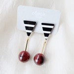 【noel.31】stripe × Italy製ビーズ　ピアス・イヤリング