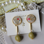 プチゴールドサークルのモスグリーン・イヤリング