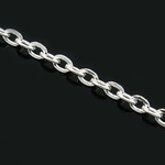 (5m) 2.5ミリ 太さ約0.6mm 幅平アズキチェーン - ホワイトシルバー