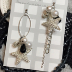 ワイヤー星パーツ&ビーズアシメントリーピアス