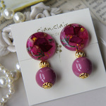 パープルピンクのボタニカル・イヤリング