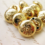 ■NEW■10個入■11mm■ビンテージボタン (VINTAGEゴールド　エンブレム)　 [1268] アクセサリーに! 