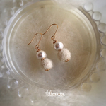 期間限定＊雪だるま⁑コットンパールと羊毛フェルトボールのピアス/ノンホールピアス/イヤリング 樹脂フック無料 ウィンターホワイト 白