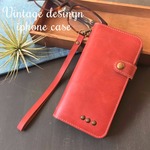 ビンテージスタイル 手帳型 iPhoneケース iphone7 iphone7plus iphone6s iphone6splus スマホケース レッド