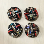TWEED GOLD MIX RIBBON ROUND CABOCHONS
