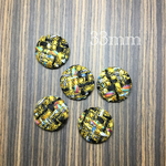 importツイード大振りカボション イエロー 2個入り