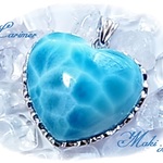 【美波♥幸せぷっくりハート&ハート♥ラリマー♥ペンダントトップ】♥海の花びら♥神秘な透明感♥海からの癒し♥Silver925 ♥トップクオリティ♥SA♥天然石♥パワーストーン♥ e1