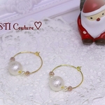 ✴大人可愛い✴上品なシンプルフープピアス♡(パール）