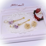 2WAY♡ヨーロピアンフラワーとガラスドームのキャッチピアス♡