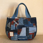 ラウンドbag(デニム＆ニット赤チェック) m159