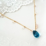 【お買得】ロンドンブルートパーズとサファイアのネックレス☆14kgf