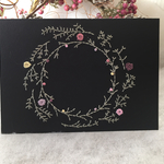 受注生産【008】紙刺繍のクリスマスカード  リース・ブラックB