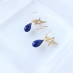 ラピスラズリAAAの雫と星のピアス