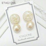 2way✳パールのレジンピアス＊コットンパールキャッチ