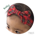 【TRES】タータンチェック レッド リボンヘアバンド