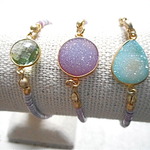 Druzy Beach Bracelet---aqua blue druzy &shell