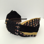  LINTON TWEED♡ブラックベルベット×ミックスカラーツィード♡アシンメトリーリボン型カチューシャ