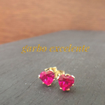 💎SALE💎ルビーのスタッドピアス(ハート) 4mm 14kgf<7月の誕生石>★合成石★ 