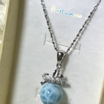 AAAぷくぷく可愛い蝶々10mm丸玉ラリマーペンダントトップ　人魚の涙　おまけ付きSilver925