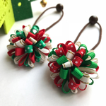 クリスマスカラーポンポンヘアアクセサリー