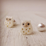 ミミズクのバックパールピアスorイヤリング