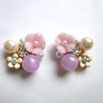 桜とその仲間たちピアス・イヤリング（ラインストーン・白花）