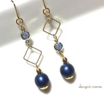 感謝❣️2点限定300円☆ブルーチェコパール☆ブルーパーツピアス/イヤリング