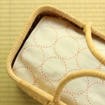 まん丸模様の刺し子ふきん　オリーブ染め（橙）