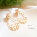 〈再販〉K16☆ドロップリーフのピアス