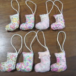 ハンドメイド♪ピンク系リバティ ×レース　ブーツオーナメント　クリスマス5個セット      