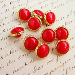 ■赤■10個入■11mm■ヴィンテージボタン  (レッド　赤　花びら　小)　※ピアスに!! [1199-11]　