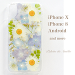 blue bouquet ：押し花とスワロフスキーのスマホケース