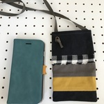 ★動画あり★　マルチポシェットースマホポシェットに最適　黒＋グレー＋マスタードイエロー＋白黒ギンガムチェック