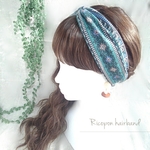 *colorfulFlower*グリーンヘアバンド*